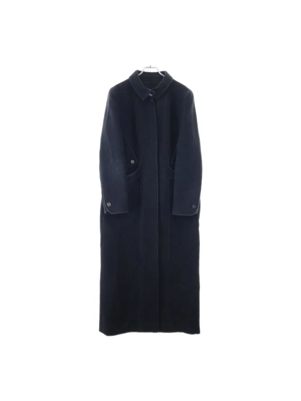 Chanel Wool&cashmere Long Coat CC Logo Button Wool Cashmere Black